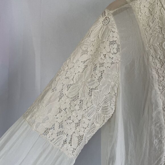 100% Italian Silk Italian Lace Blouse Romantic Wedding Top Made in Italy Small - Picture 4 of 12